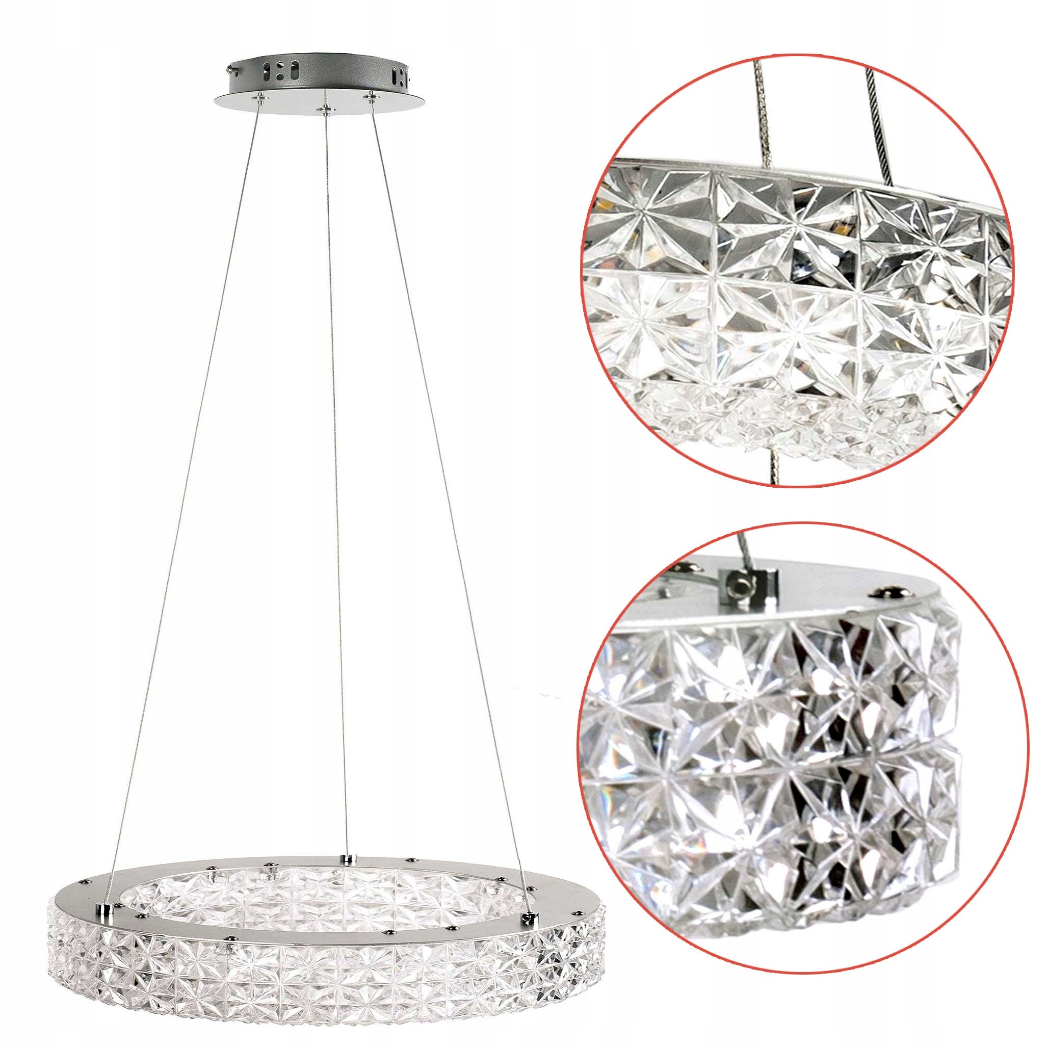 Kryštálová závesná Led lampa 50 Chrómový luster Glamour Zrkadlový kryštál