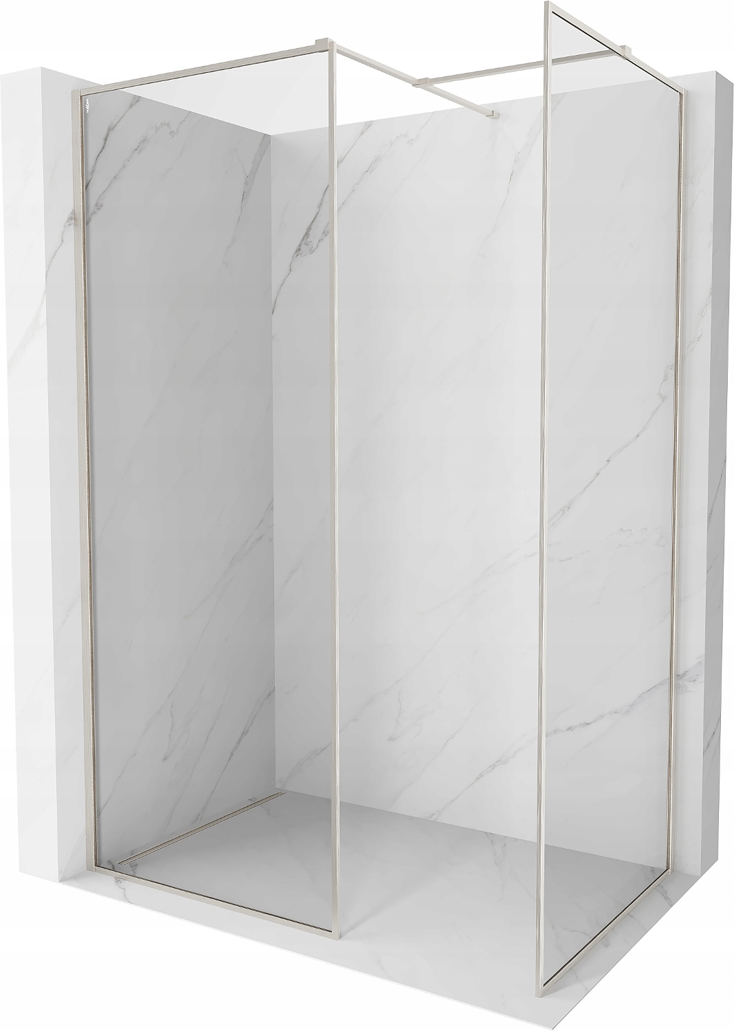 Mexen Kioto-F Sprchová Stěna Walk-in 120x75 cm, Čiré sklo, Niklové