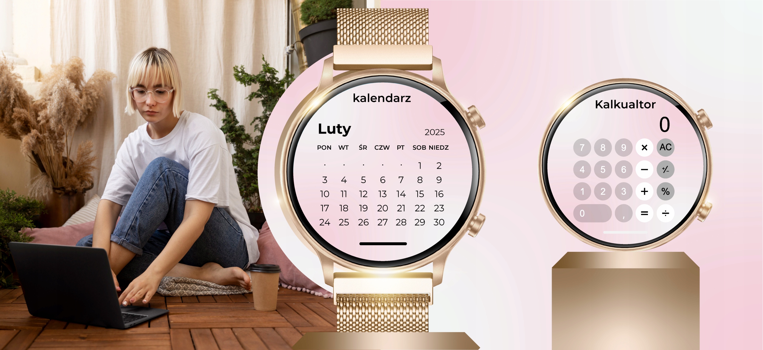 SMARTWATCH ZEGAREK DAMSKI POLSKIE MENU ROZMOWY POWIADOMIENIA SPORT ZŁOTY PL Rodzaj smartwatch