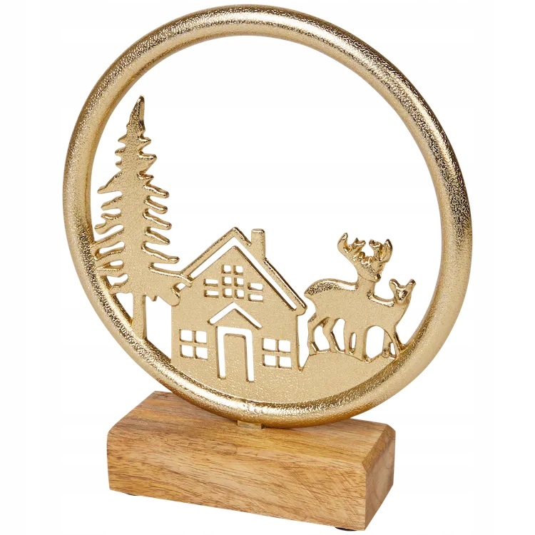 Figurka DEKORACJA ZIMA SCENKA BOŻE NARODZENIE ZŁOT