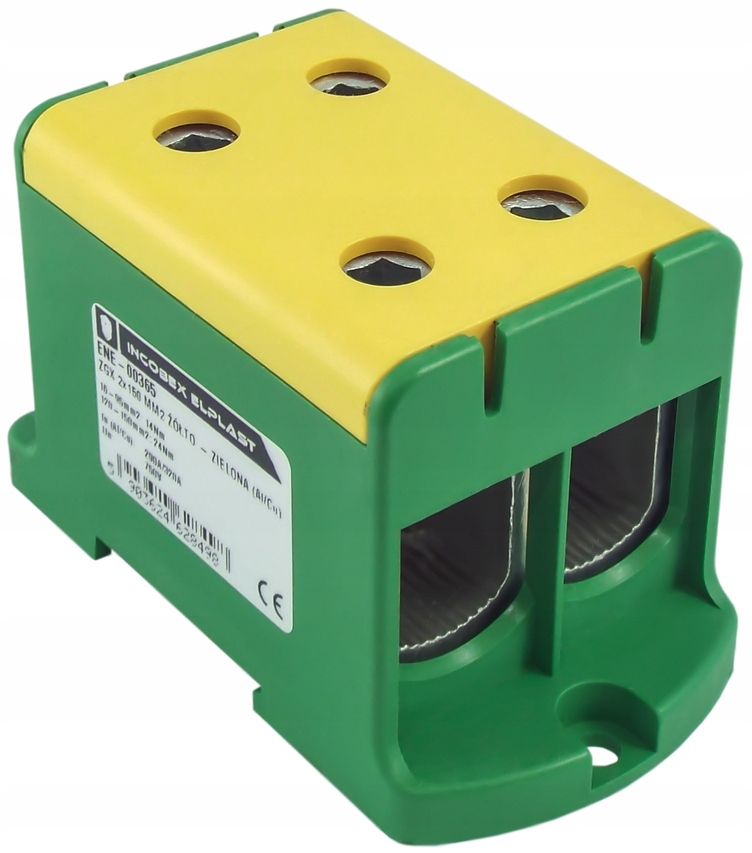ZŁĄCZKA SZYNOWA JEDNOPOLOWA ZGX 2x150 MM2 ŻÓŁTO - ZIELONA (Al/Cu) INCOBEX
