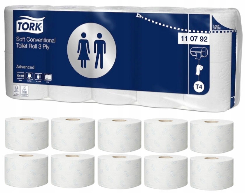 PAPIER TOALETOWY DOMOWY MEGA DŁUGI 10 ROLEK 190 METRÓW 3 WARSTWOWY BIAŁY EAN (GTIN) 7322541465258