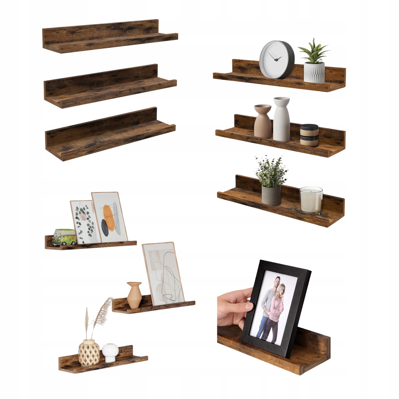 Nástěnná závěsná police 3 ks Nástěnný regál na knihy Loft Industriální