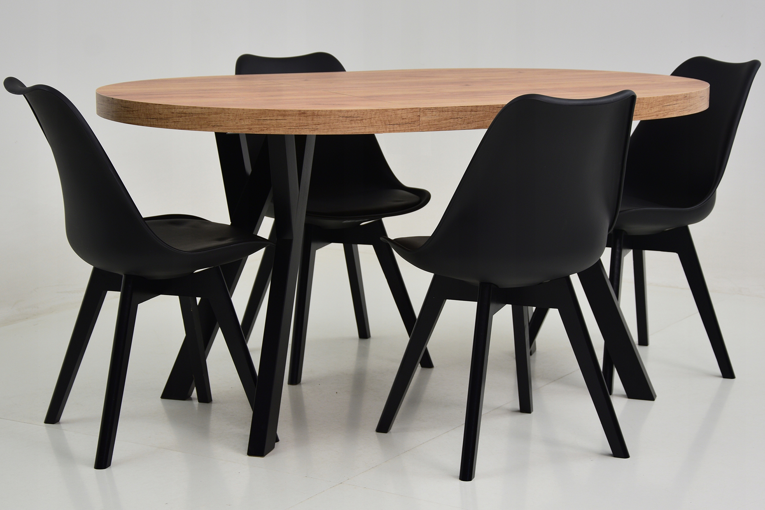 Skandynawski zestaw STÓŁ ROZKŁADANY do 2m DĄB CRAFT i 4 krzesła Z PODUSZKĄ Szerokość stołu 100 cm