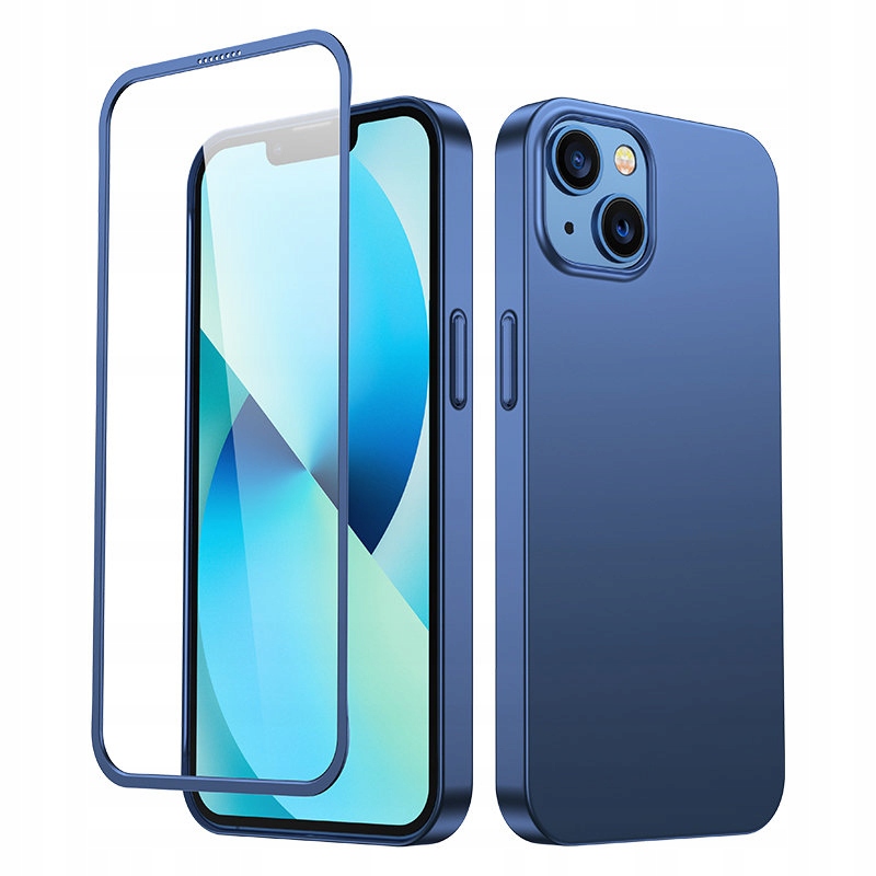 Etui do iPhone 13 obudowa na tył i przód szkło hartowane niebieski