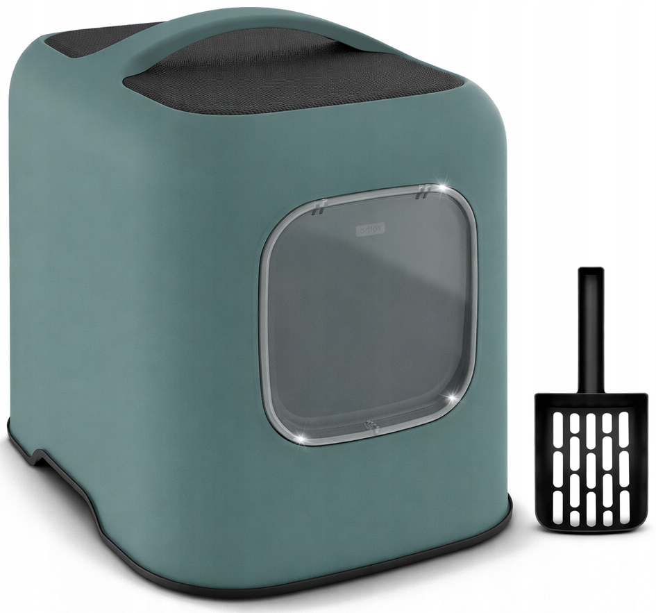 Rotho Biala kuweta zamknięta z Łopatką Zielona