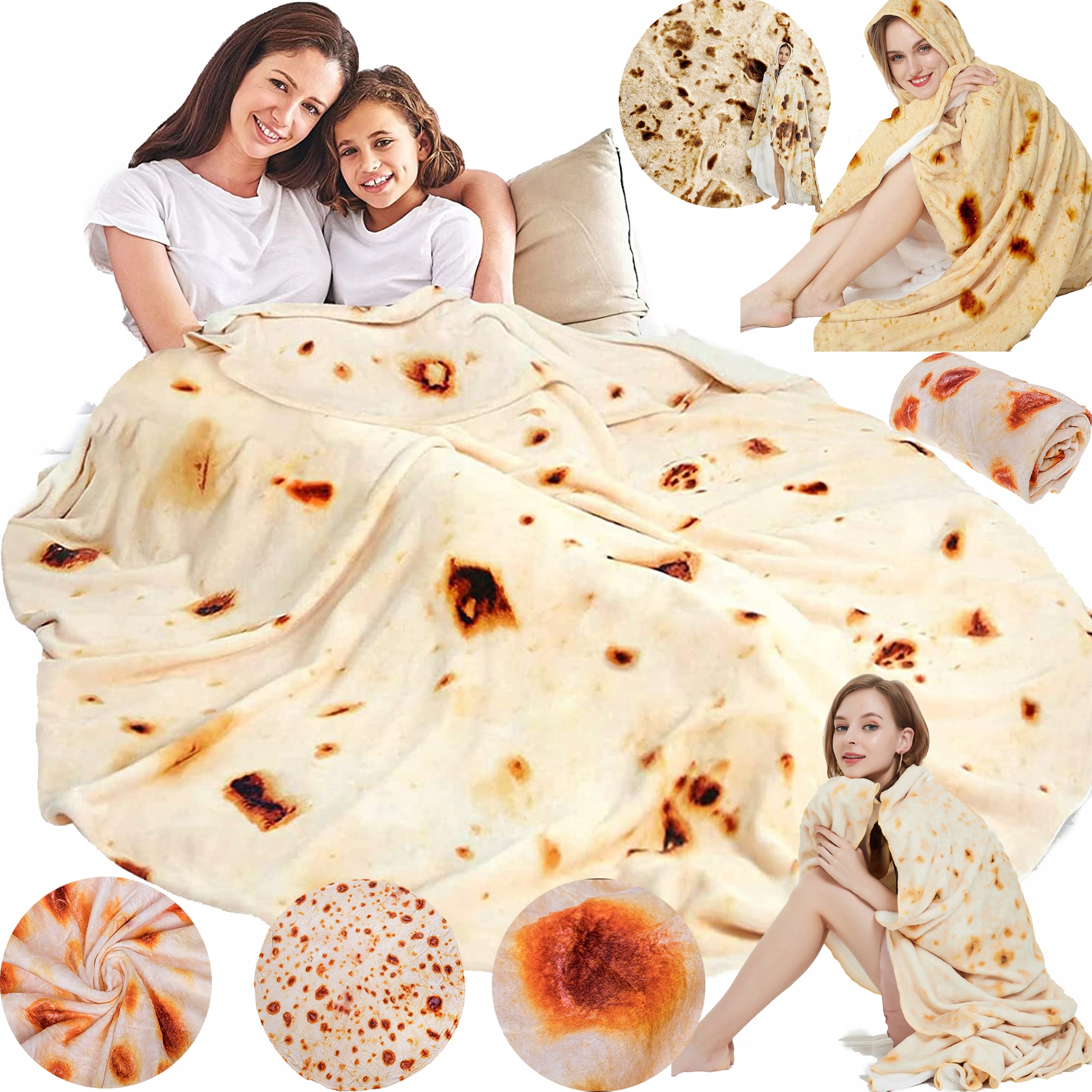 Velká teplá deka Tortilla Příjemná Na Dotek 180 CM Ideální Dárek pro děti