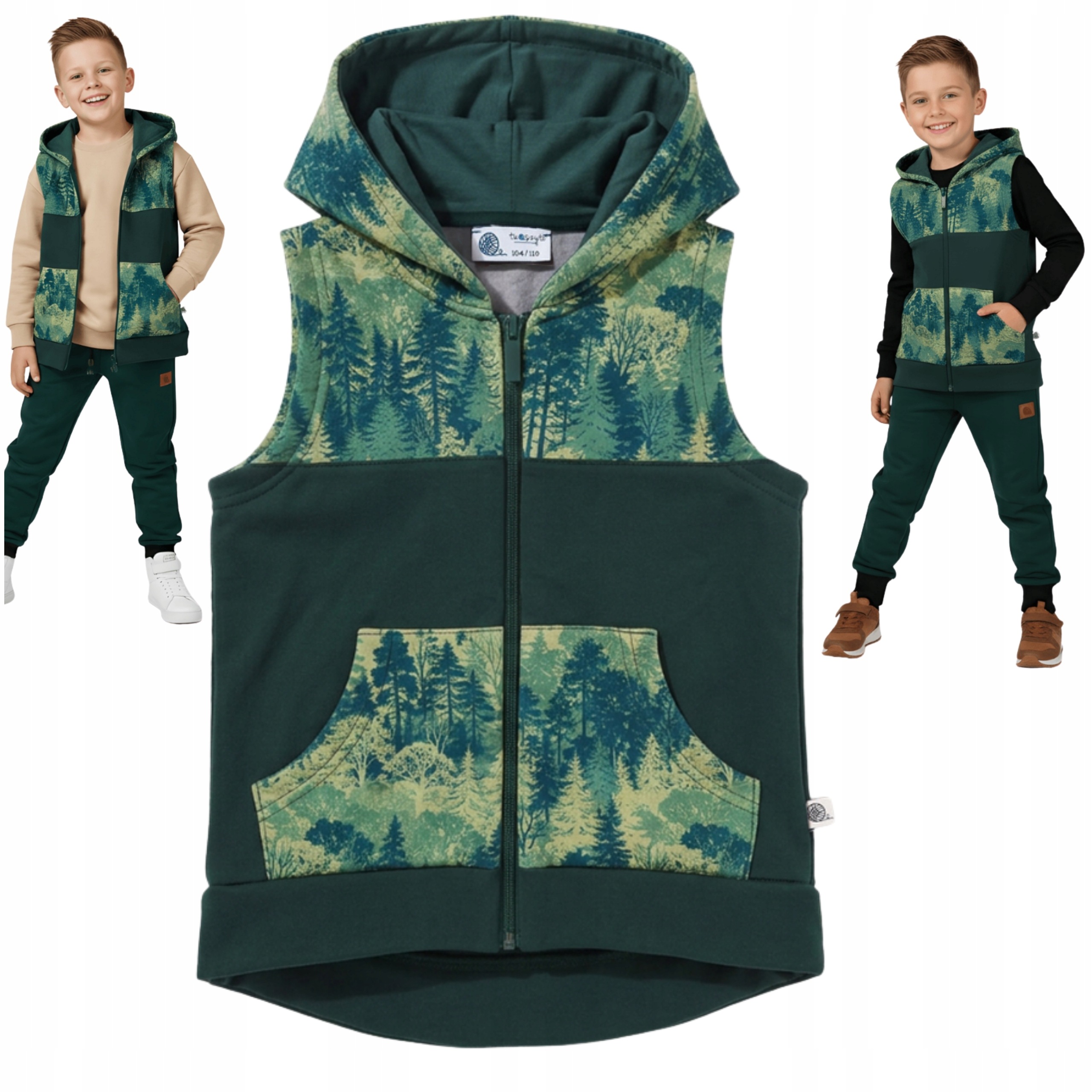 Kamizelka Dziecięca Bezrękawnik Softshell z Kapturem Rozmiar 128/134 Ciepła