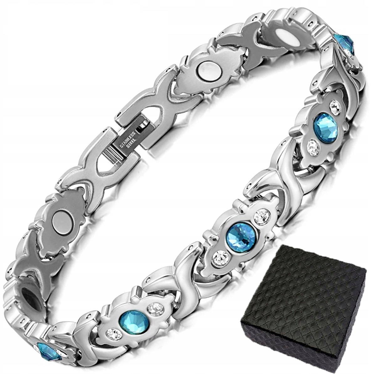 BRANSOLETKA MAGNETYCZNA ZDROWOTNA DAMSKA SREBRNA 2