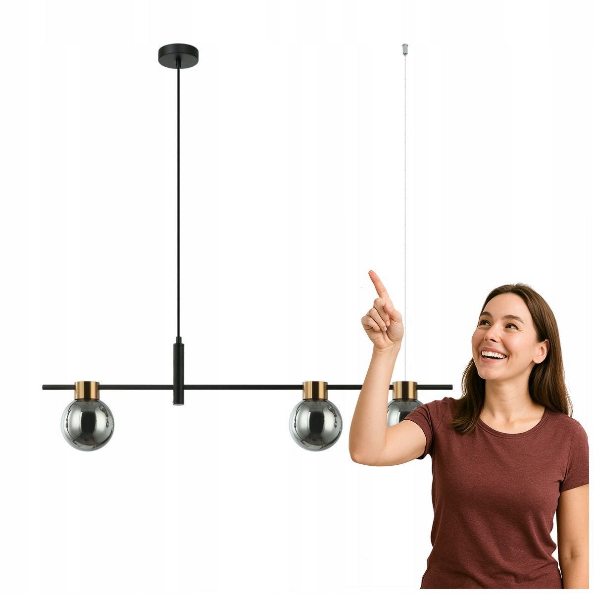 Moderná závesná lampa Bletter 3 svetlá, oceľ čierna Italux