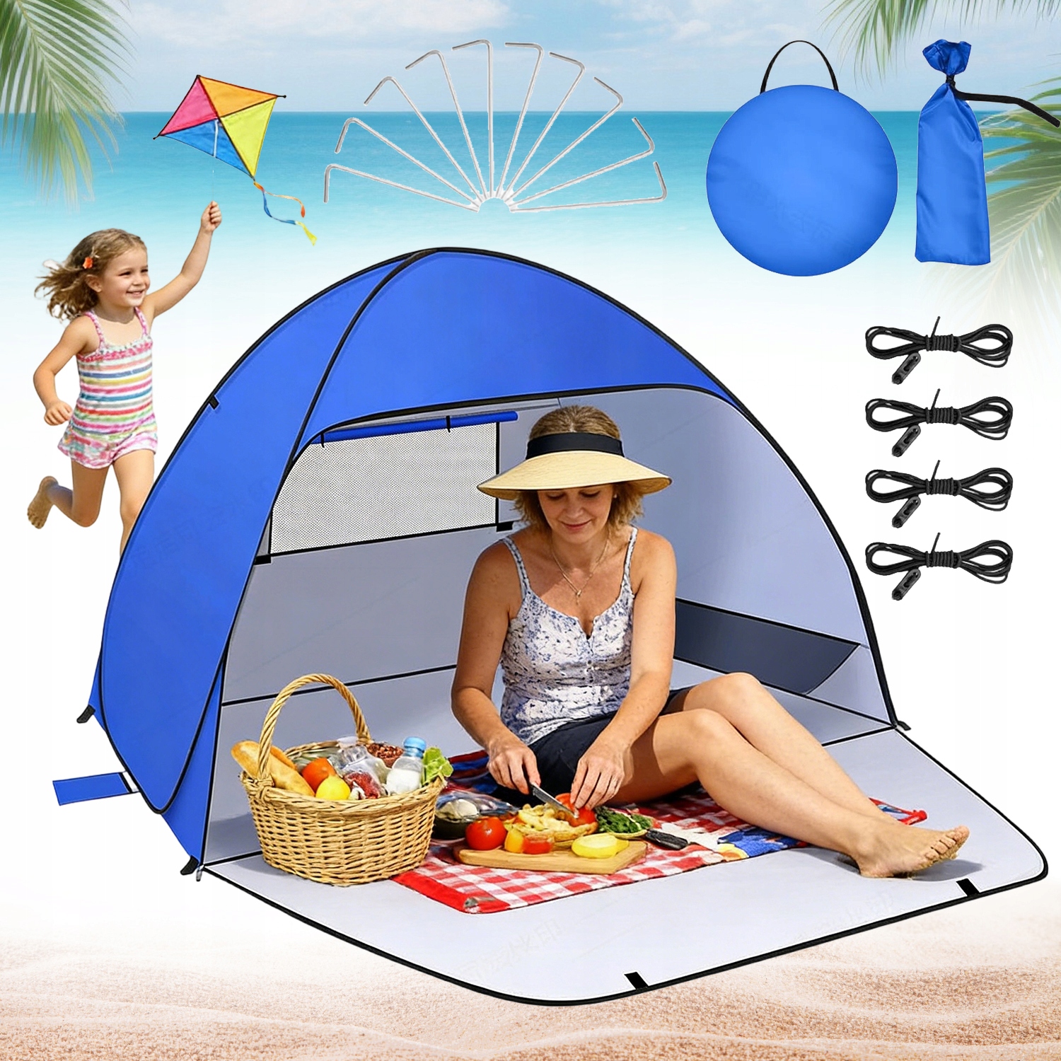 Stan Tmavě Modrý Pop-up UPF50+ S Krytem Soukromí Dovolená