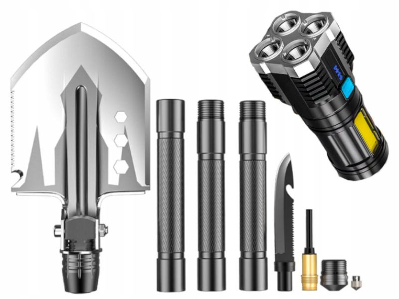 Survivalová sada Saperka Lopata 12v1 Led svítilna