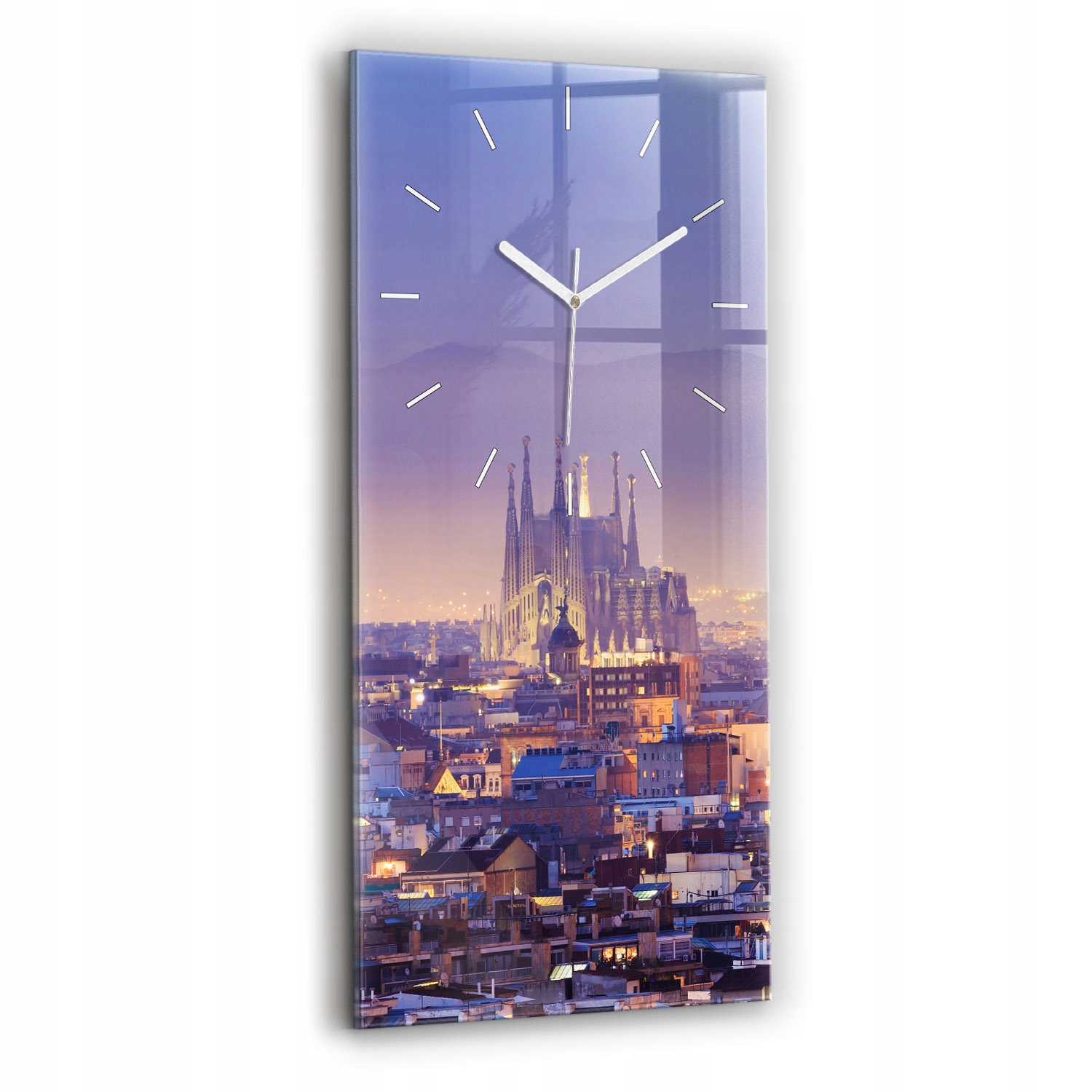 Velký skleněný stylový dekorativní hodinový stroj s klasickým výhledem na Barcelonu 30x60