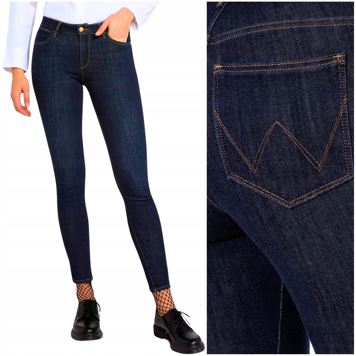 Wrangler Skinny Dark Wash modré dámské džínové kalhoty úzké nohavice W27 L32