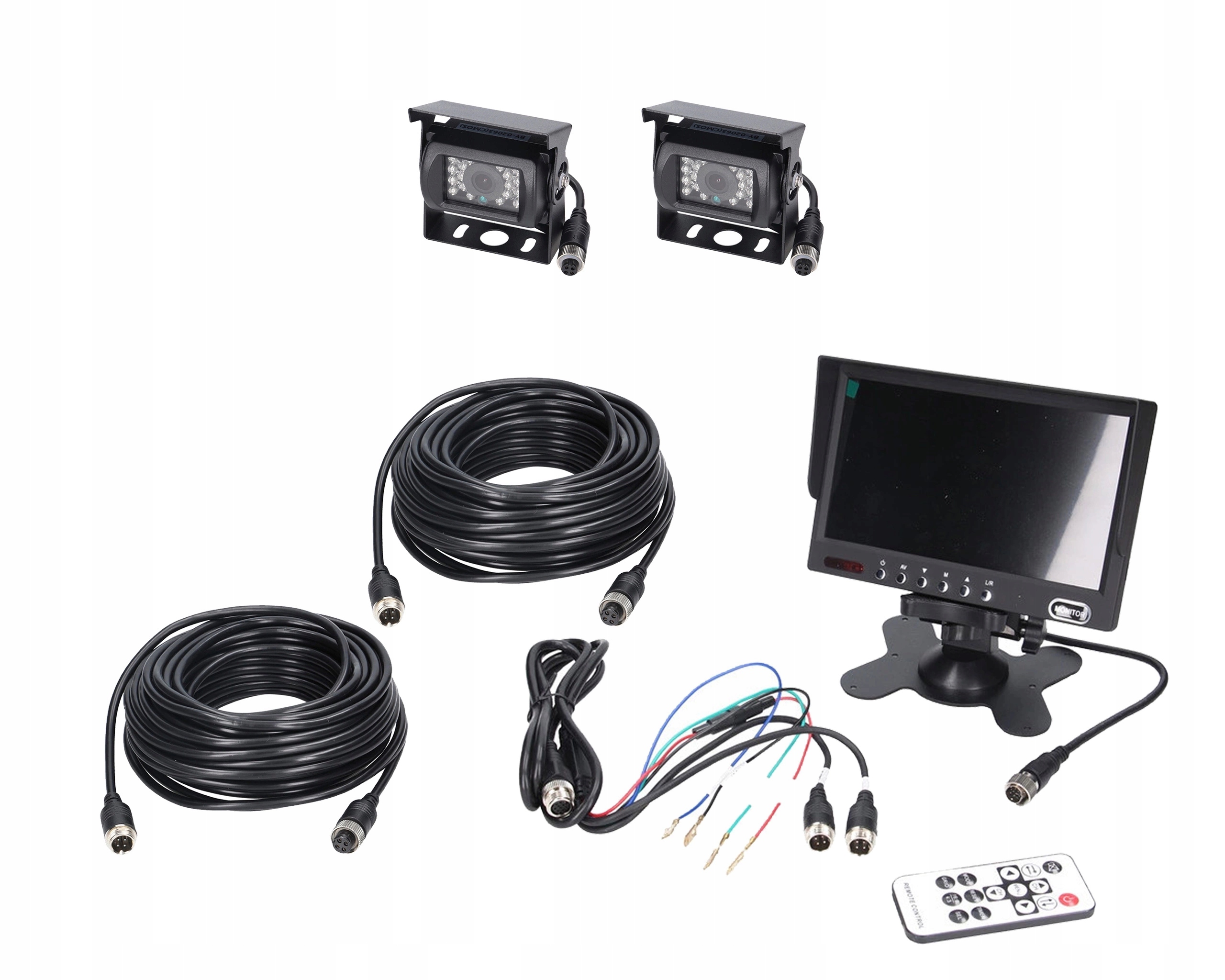 Zestaw do monitoringu pojazdu HD 7 cali 2 kamery