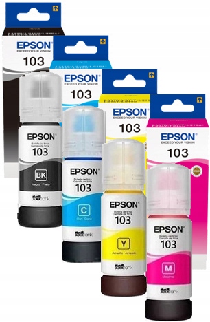 4x Tusz Epson 103 w butelce Zestaw komplet tuszy oryginalnych Et