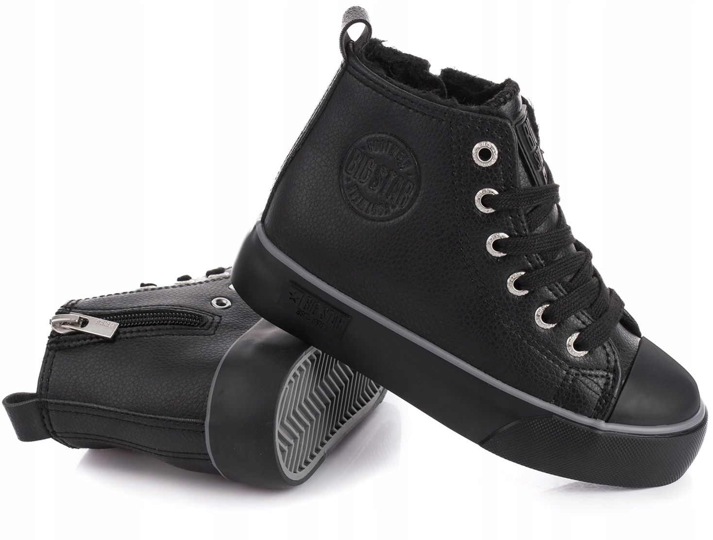 BIG STAR BUTY DZIECIĘCE ZIMOWE SKÓRA EKOLOGICZNA OCIEPLANE r. 34 Kolor czarny