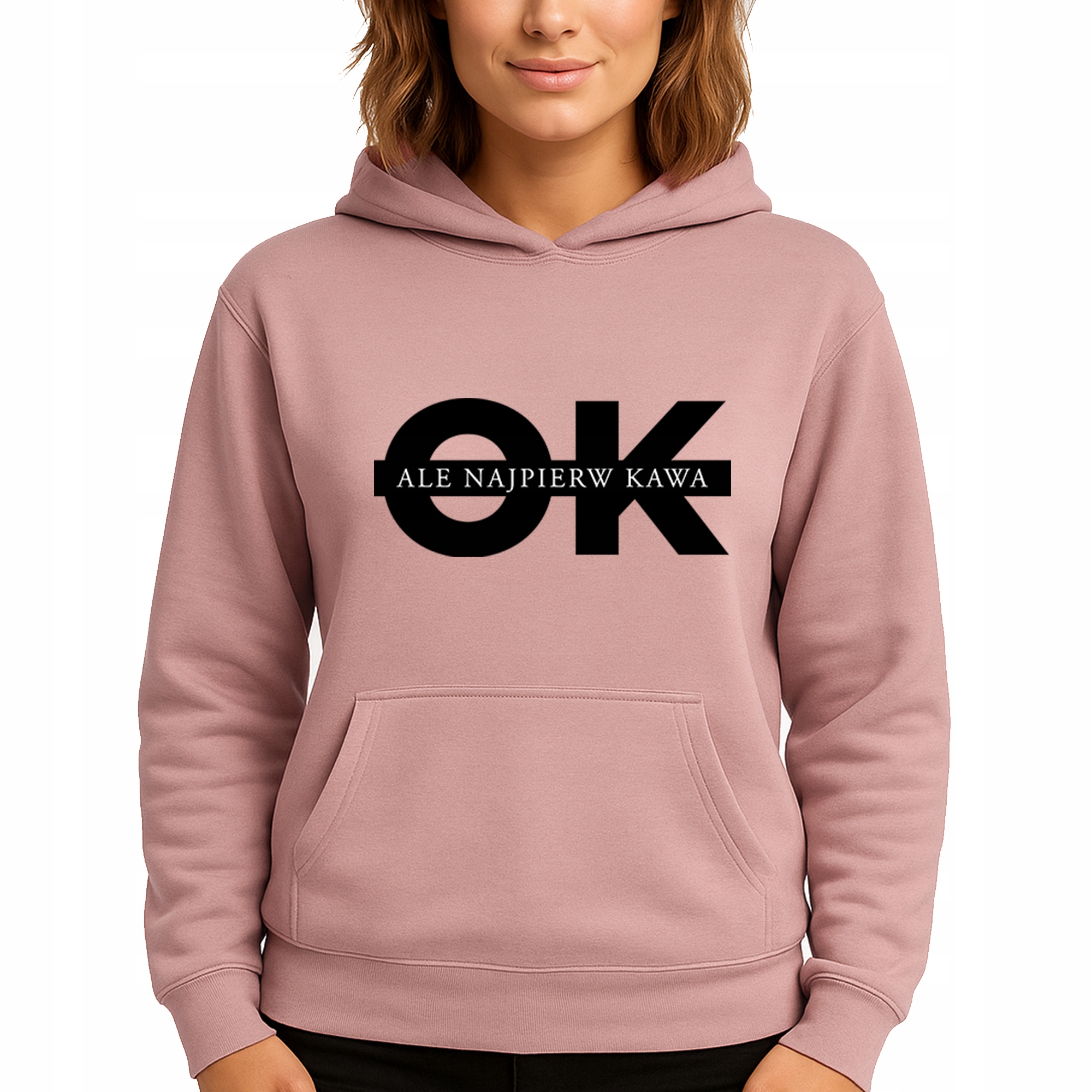 Mikina Růžová Hoodie S Kapucí Dárek Pro Ni Nejprve Káva M