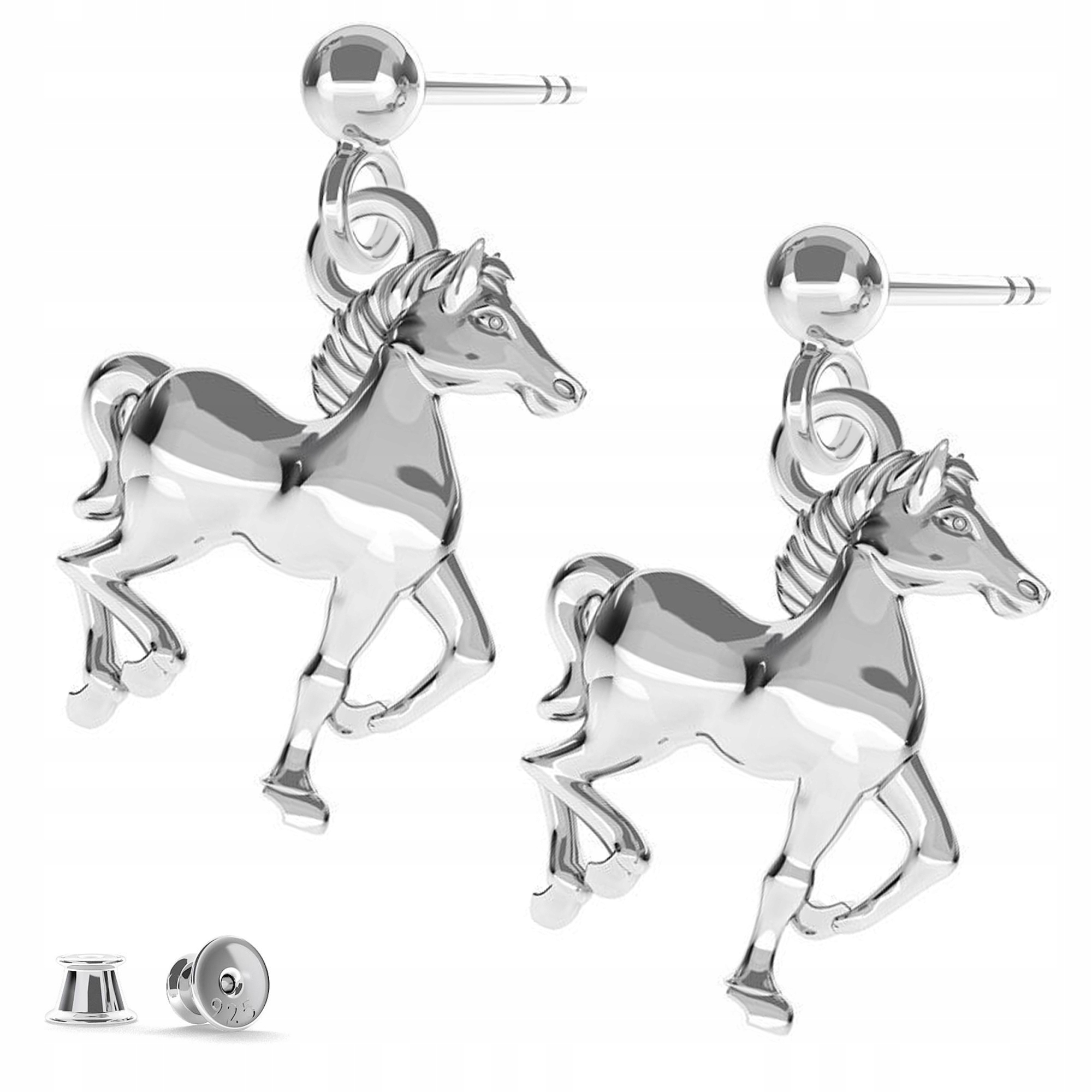 Stříbrné náušnice Zvíře Kůň Poník ryzost 925