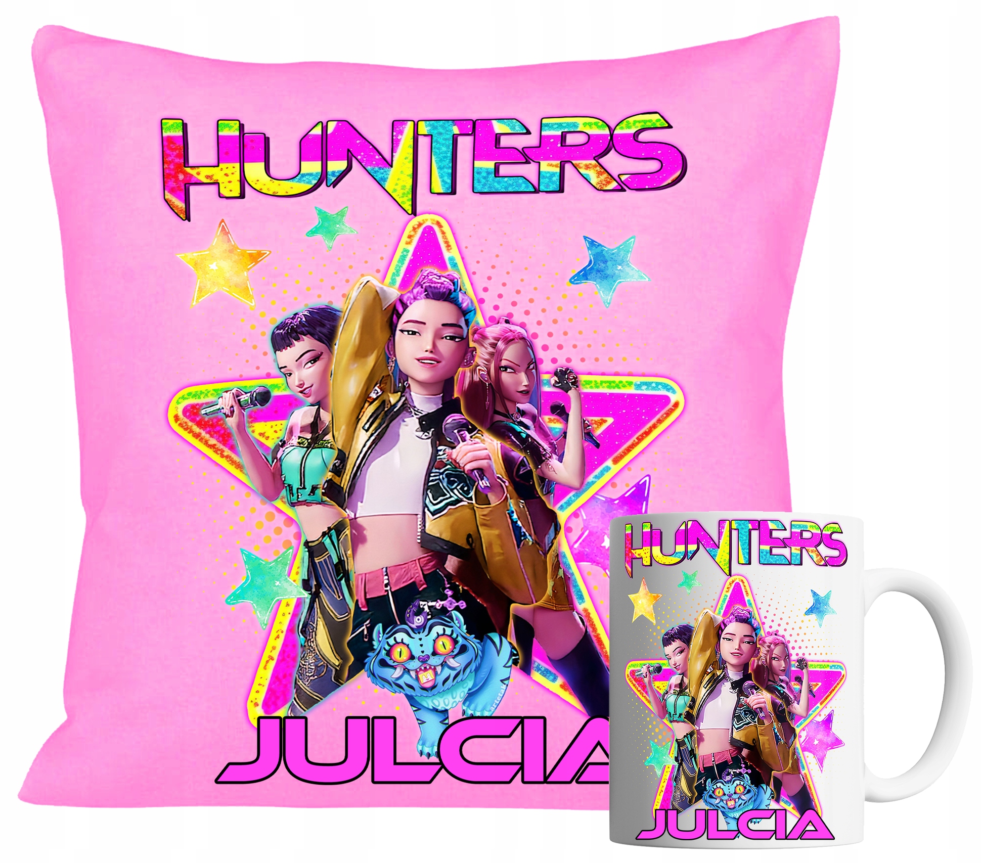 Sada Hrnek A Polštář Růžová Huntrix Kpop Demon Hunters Dárek Jméno