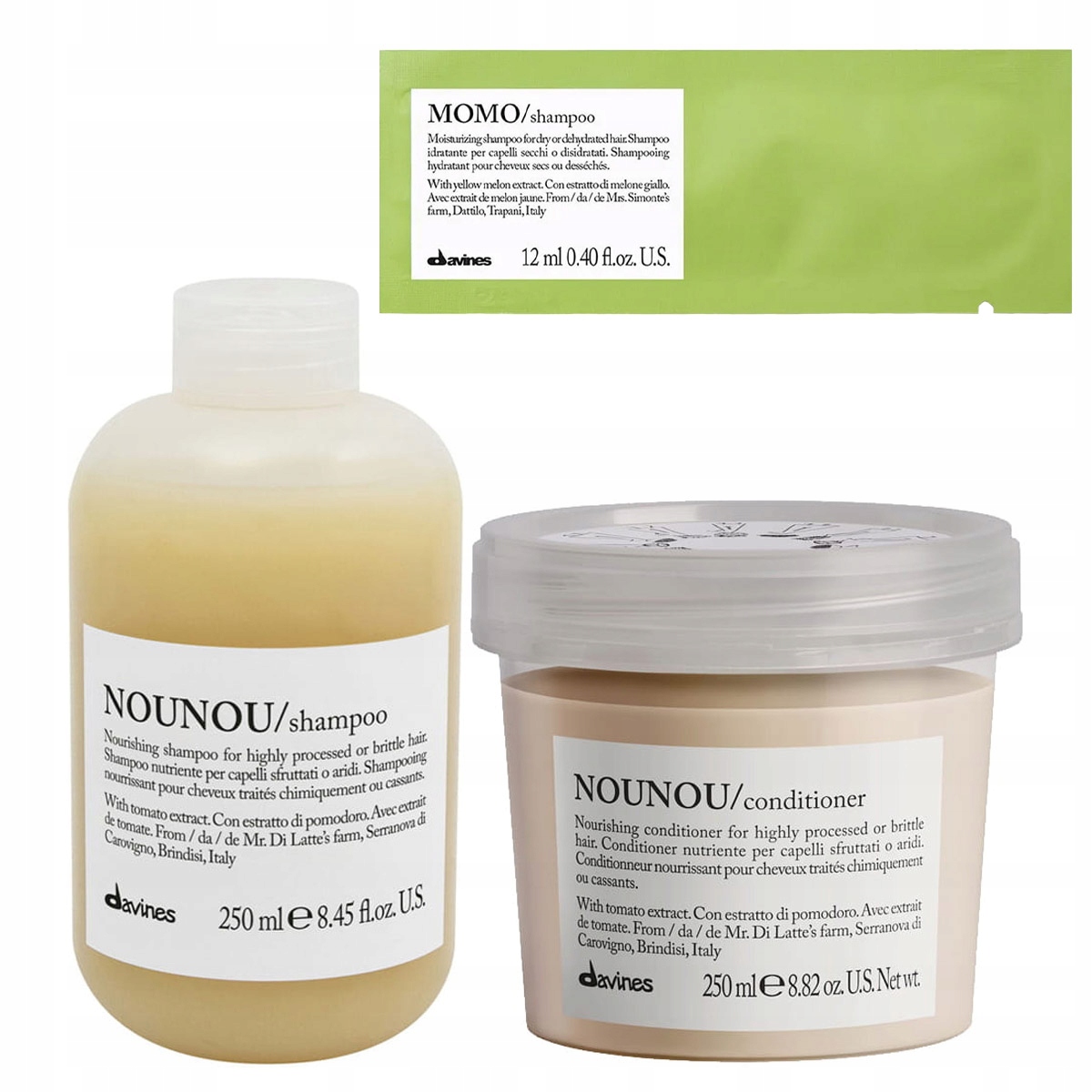 Davines Nounou regenerační šampon a kondicionér pro poškozené vlasy Bonus