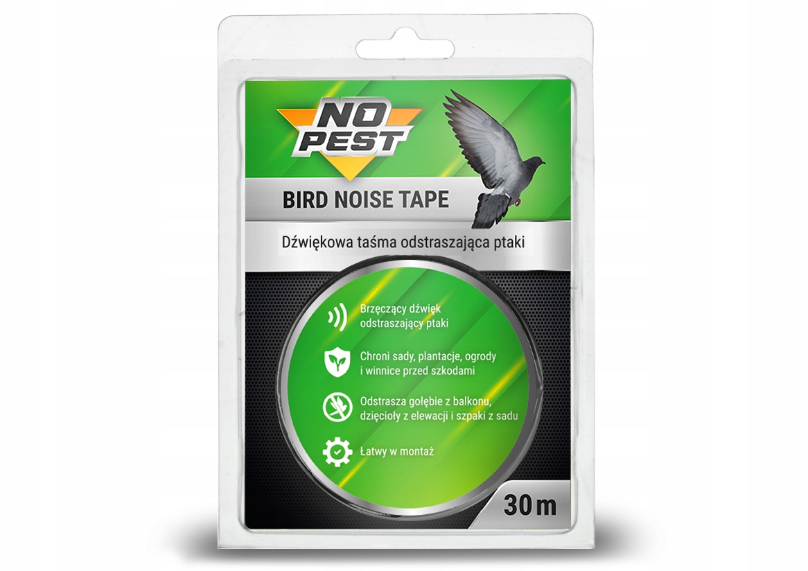 DŹWIĘKOWA TAŚMA ODSTRASZAJĄCA PTAKI SZPAKI GOŁĘBIE ODSTRASZACZ PTAKÓW 30MB Marka No-Pest