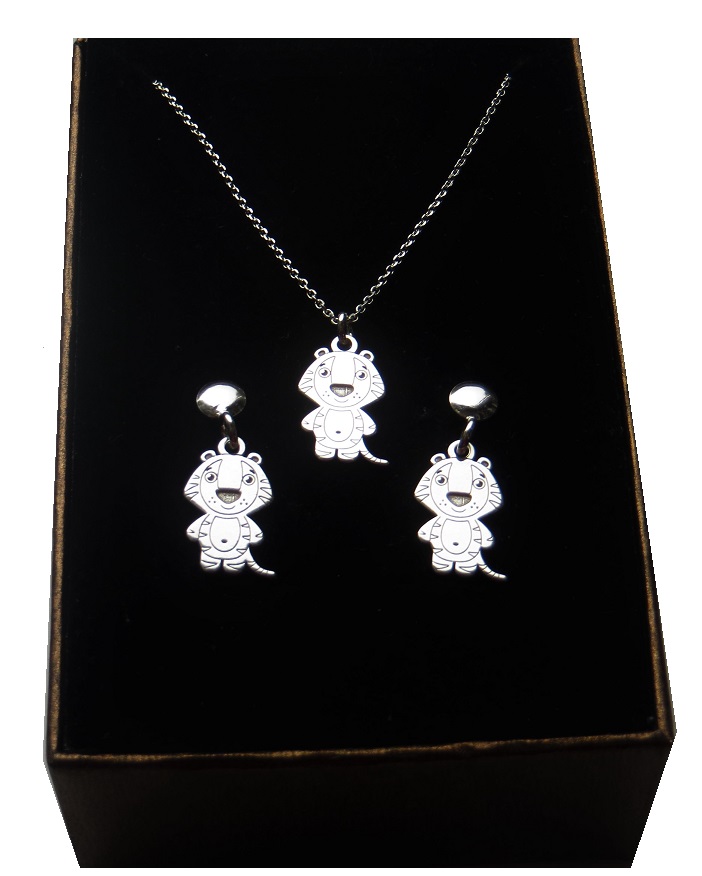 

Komplet dziecięcy lew na szczęście srebro 925