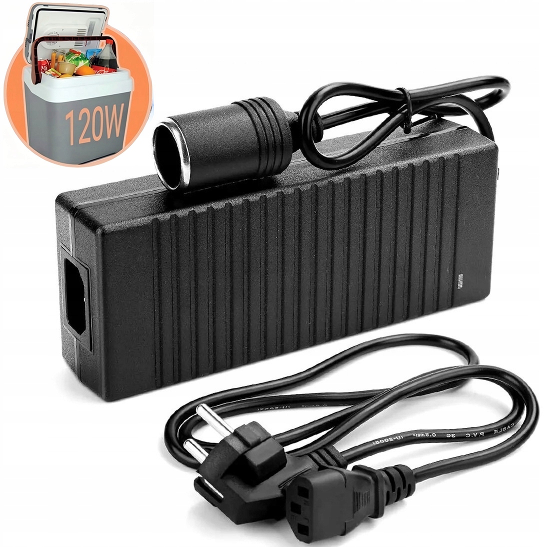 Przetwornica Napięcia 230V 12V Adapter Kabel Zasilacz Do Samochodu