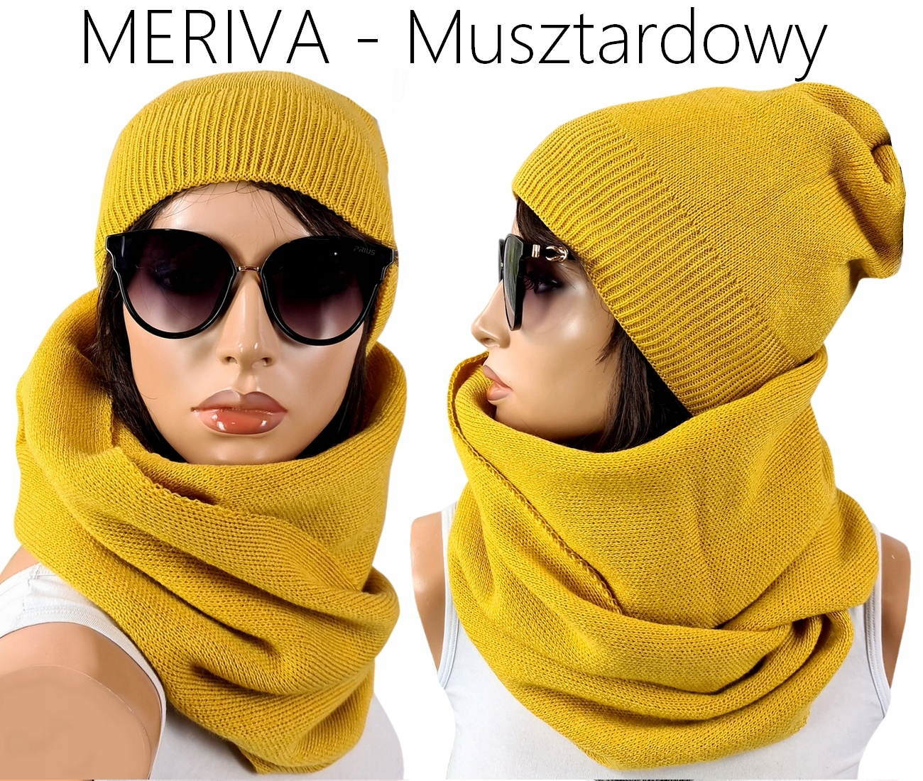 POLSKI KOMPLET CZAPKA + DUŻY KOMIN CIEPŁY # KOLORY Wzór dominujący bez wzoru