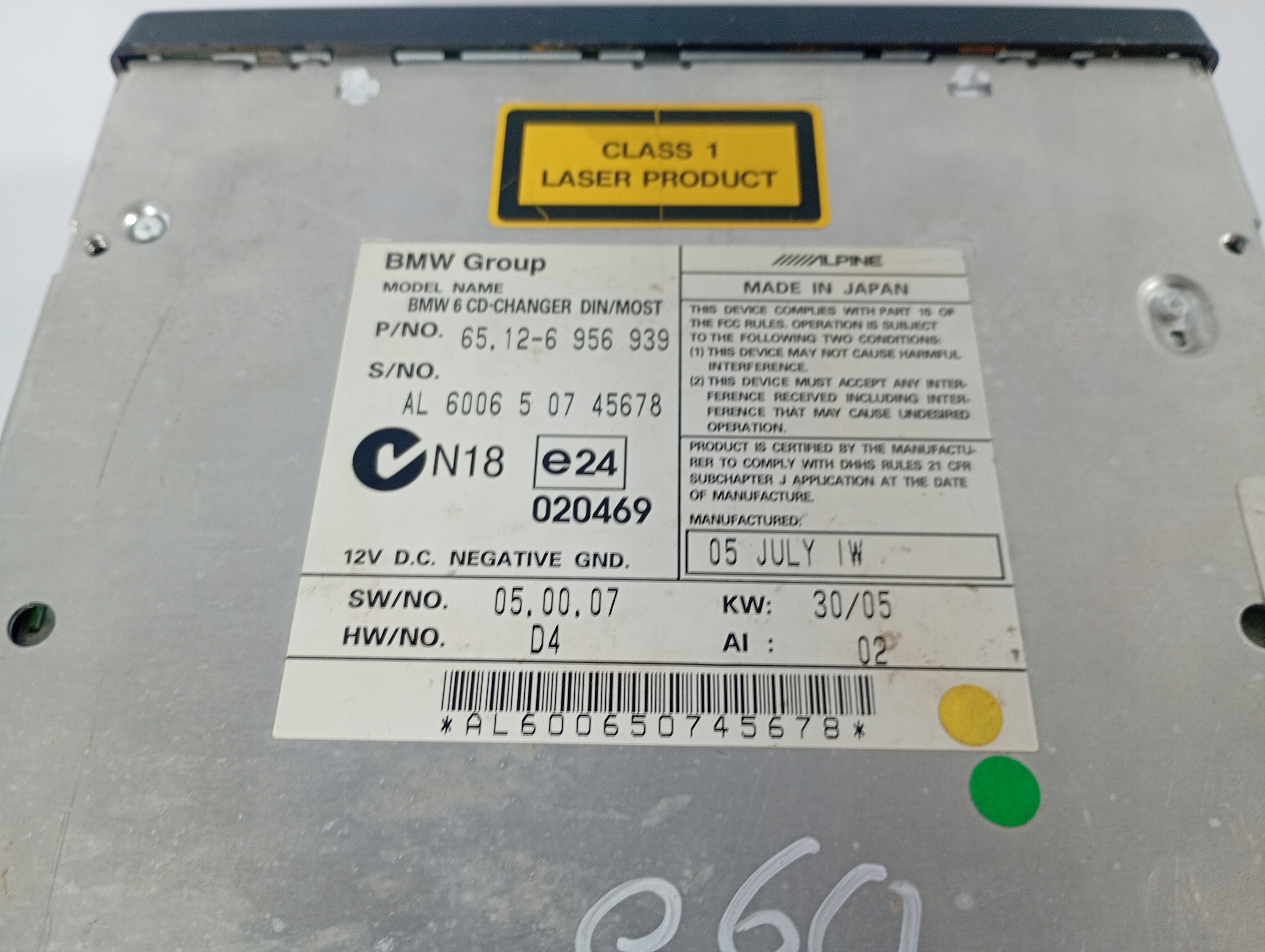 BMW 5 E61 03-10 changer PLYT CD OE 65126956939