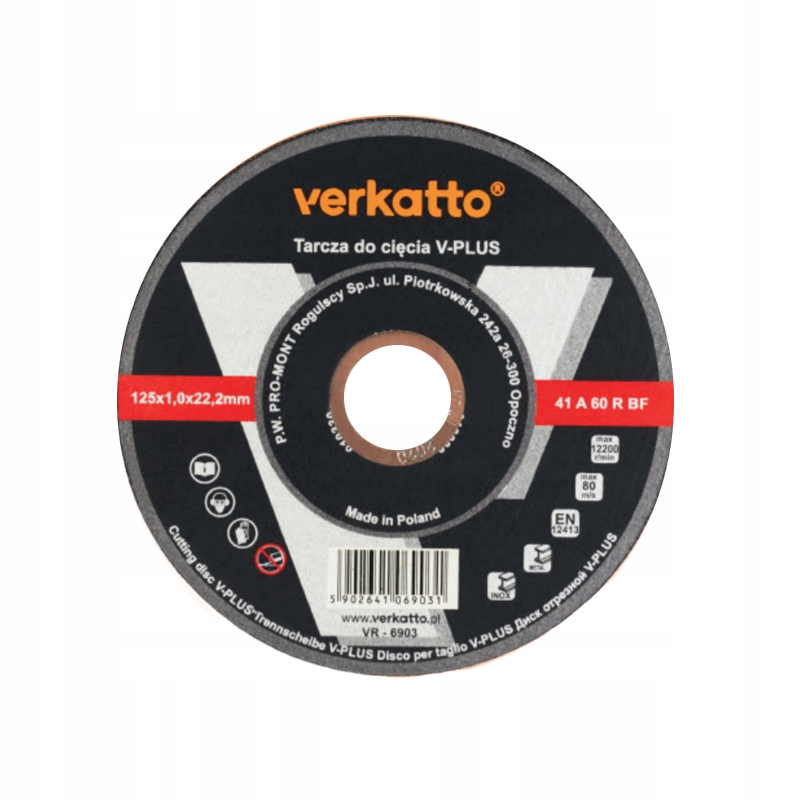 

10 x Verkato Tarcza Do Cięcia Metalu VR-6903 125