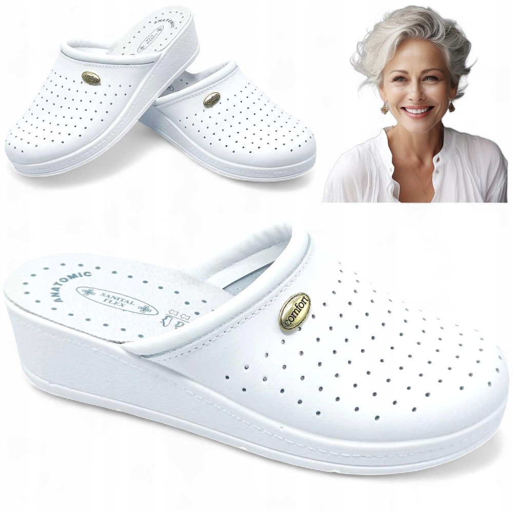 Nazouváky 37 Medicínské kožené zdravotní, profilované, bílé