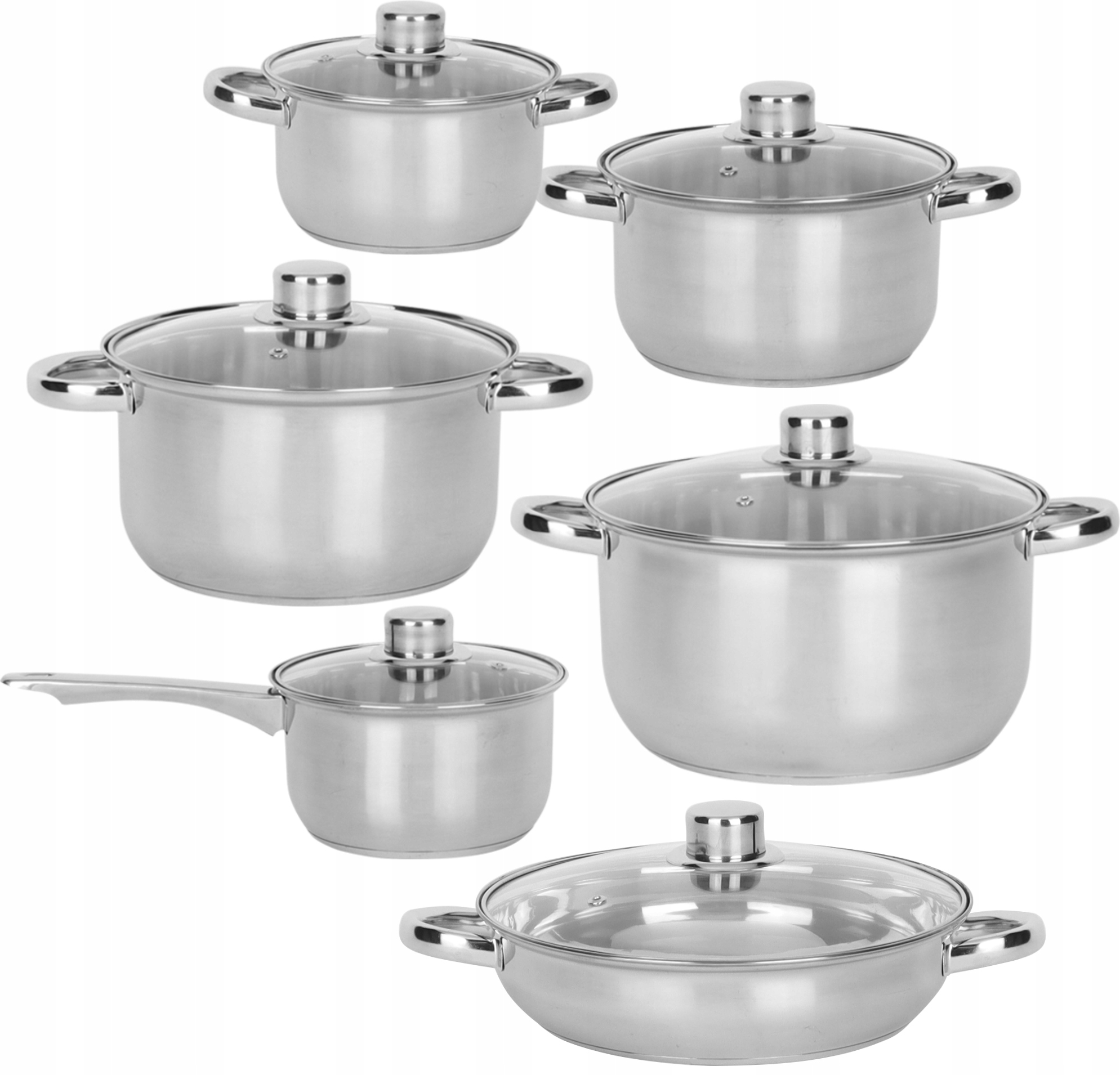 12dílná sada ocelových hrnců s víčky Pánev Rendlík