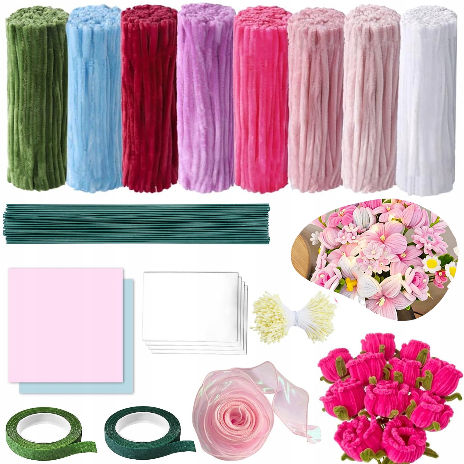 600X Kreativní Drátky Floristické Diy Sada Nadýchaných Vytěráků Jako Dárek