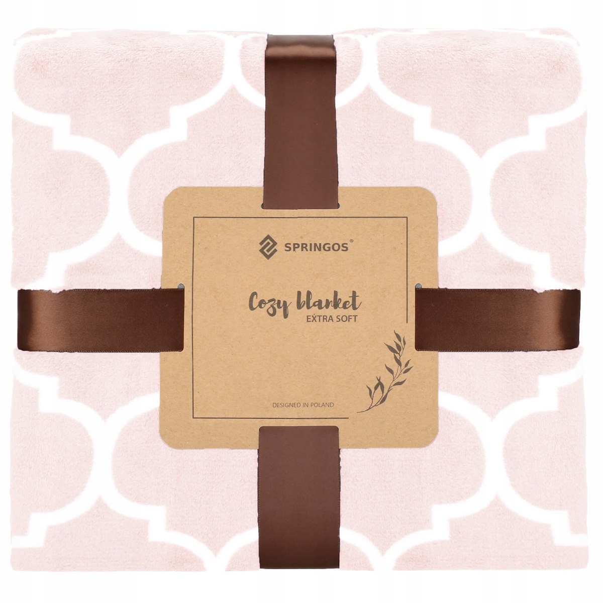 KOC PLED MIĘKKI ŁÓŻKO RÓŻ WZÓR MAROKO 200x220 cm CIEPŁY GRUBY PUSZYSTY XXL Marka Springos