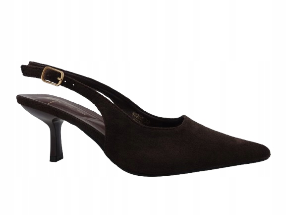 Damskie Czółenka Bez Pięty z Ekoskóry Brązowe Choco Zamszowe kaczuszka 38