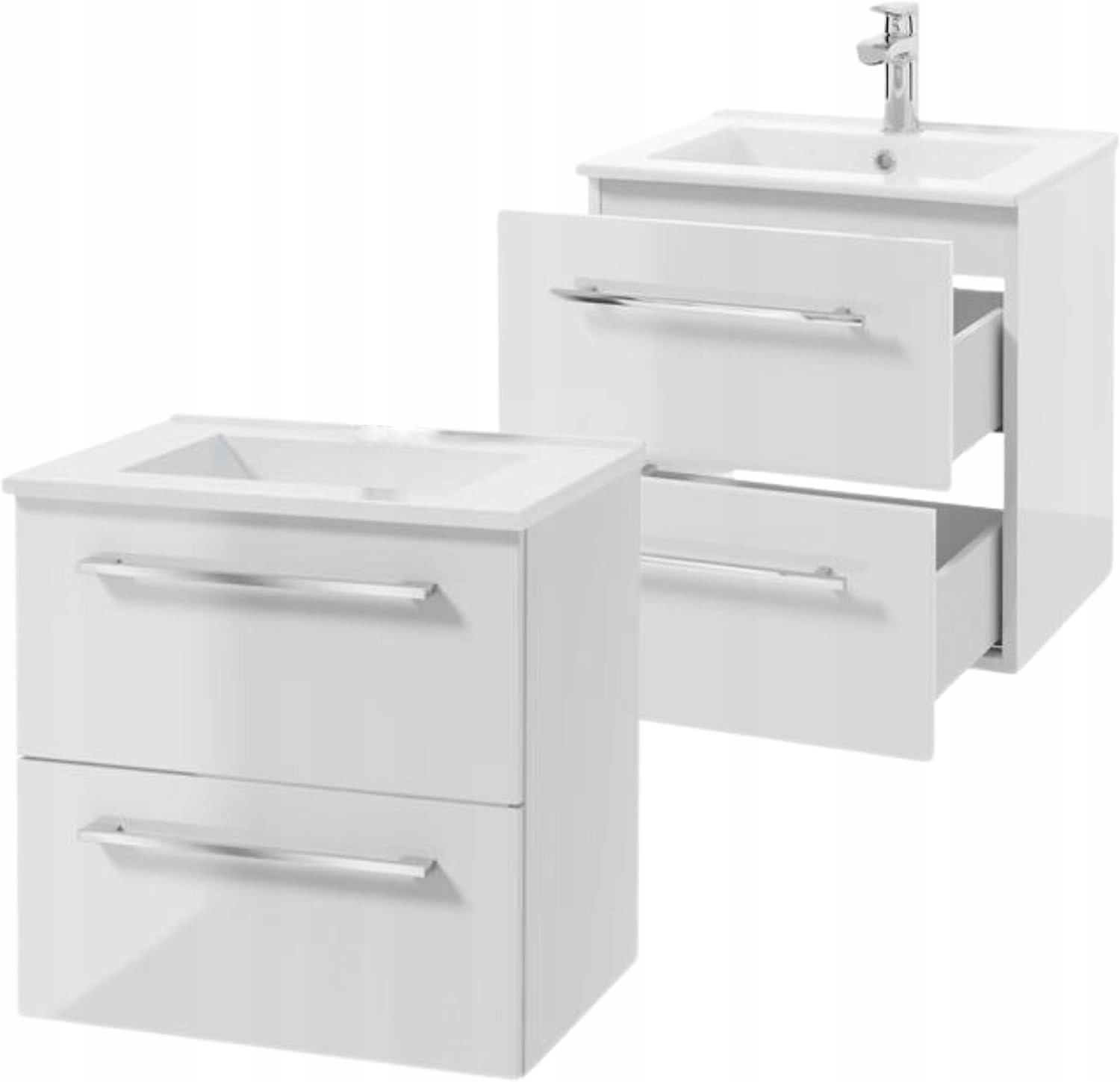 Koupelnová skříňka s umyvadlem závěsná bílá 60x50 S Tlumením Dovírání