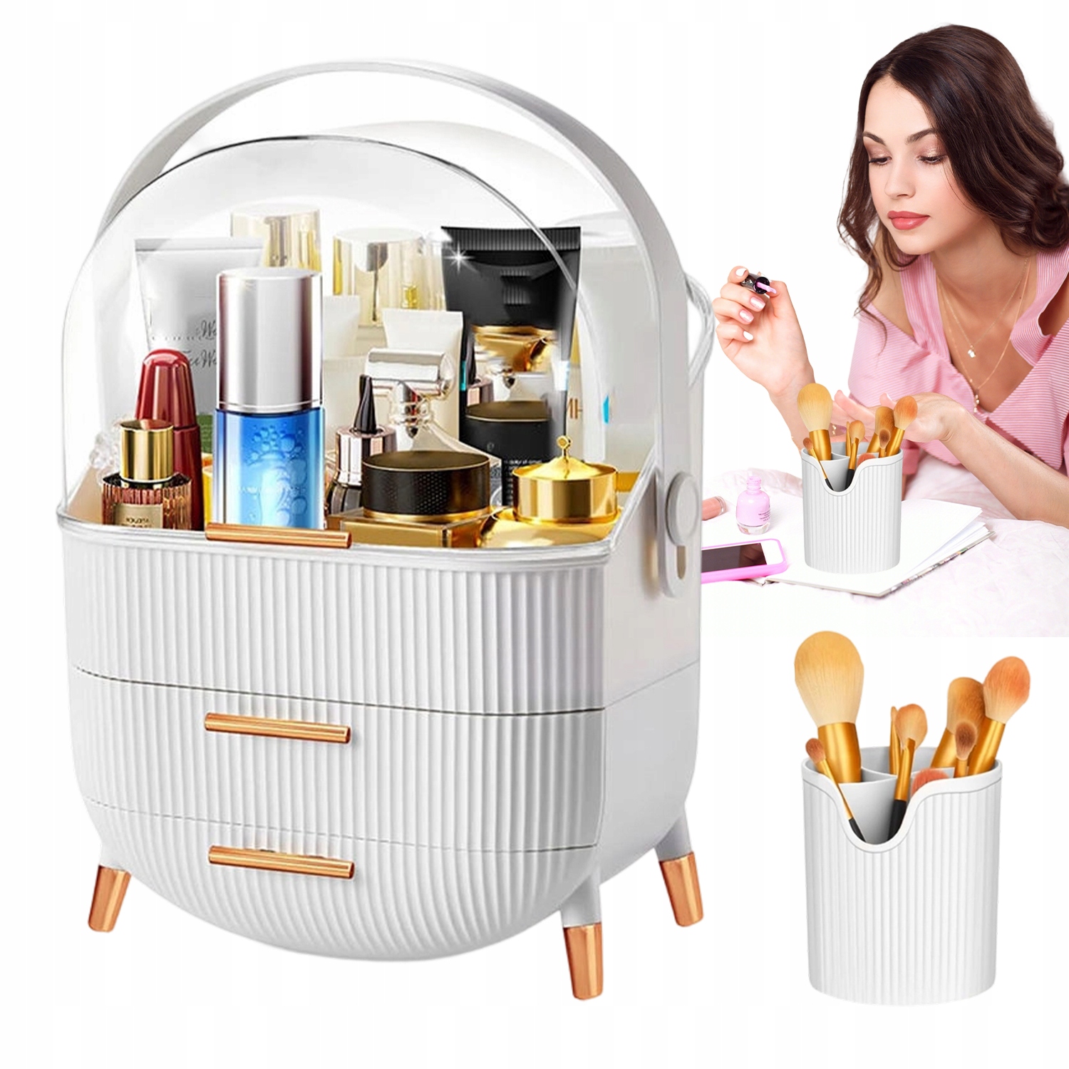 Plastová Nádoba Na Kosmetiku 3 Úrovně S Otočným Držákem