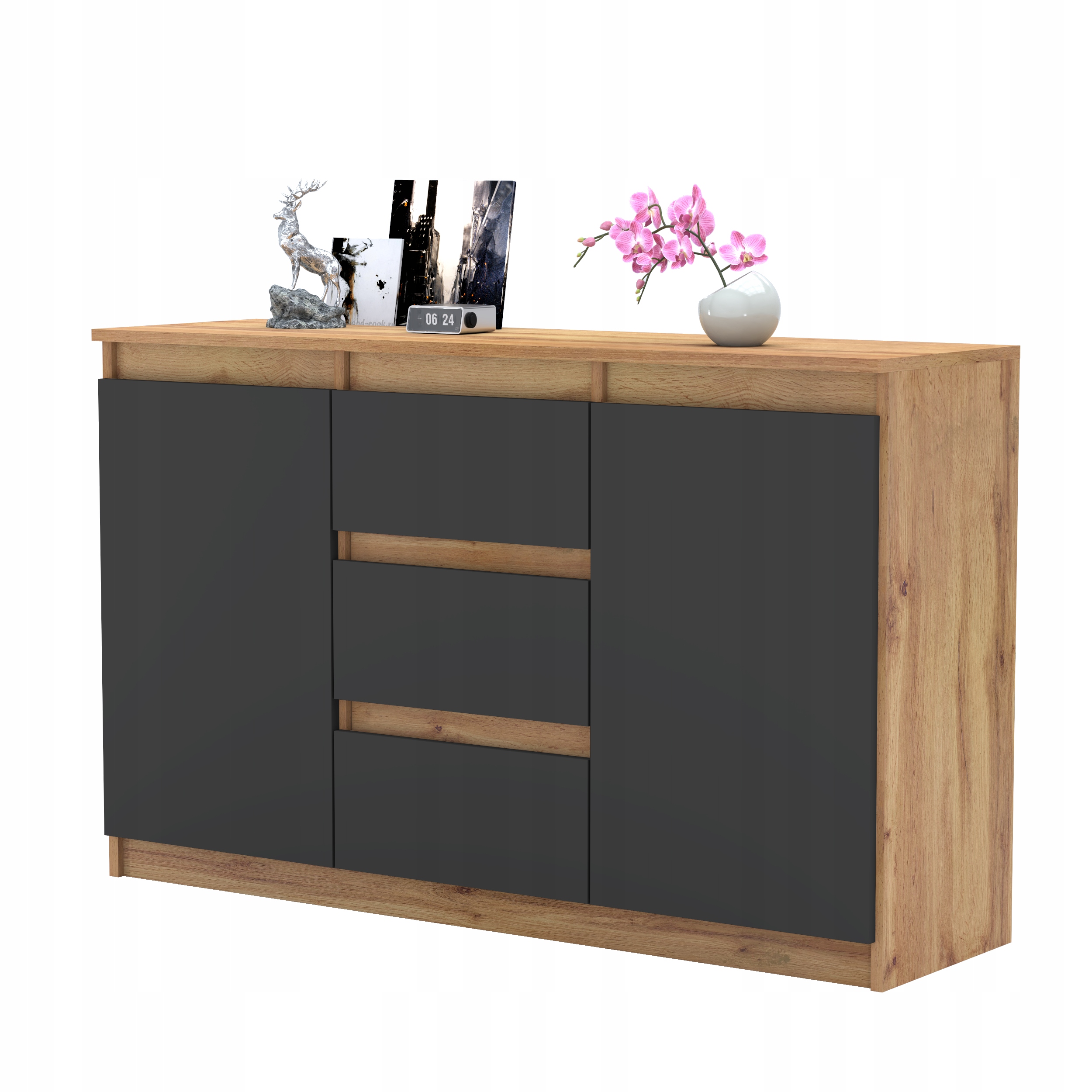 Komoda AGA 120CM BIAŁA/ANTRACYT Pojemna Szafka 3 Szuflady MIX KOLORÓW Marka AZ team