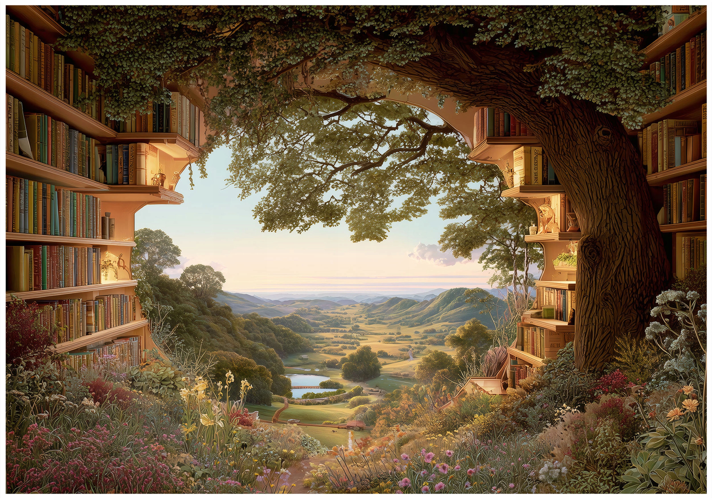 Fototapeta Zelená 3D Knižnica Tapeta Do Predsiene Kancelárie 350x250