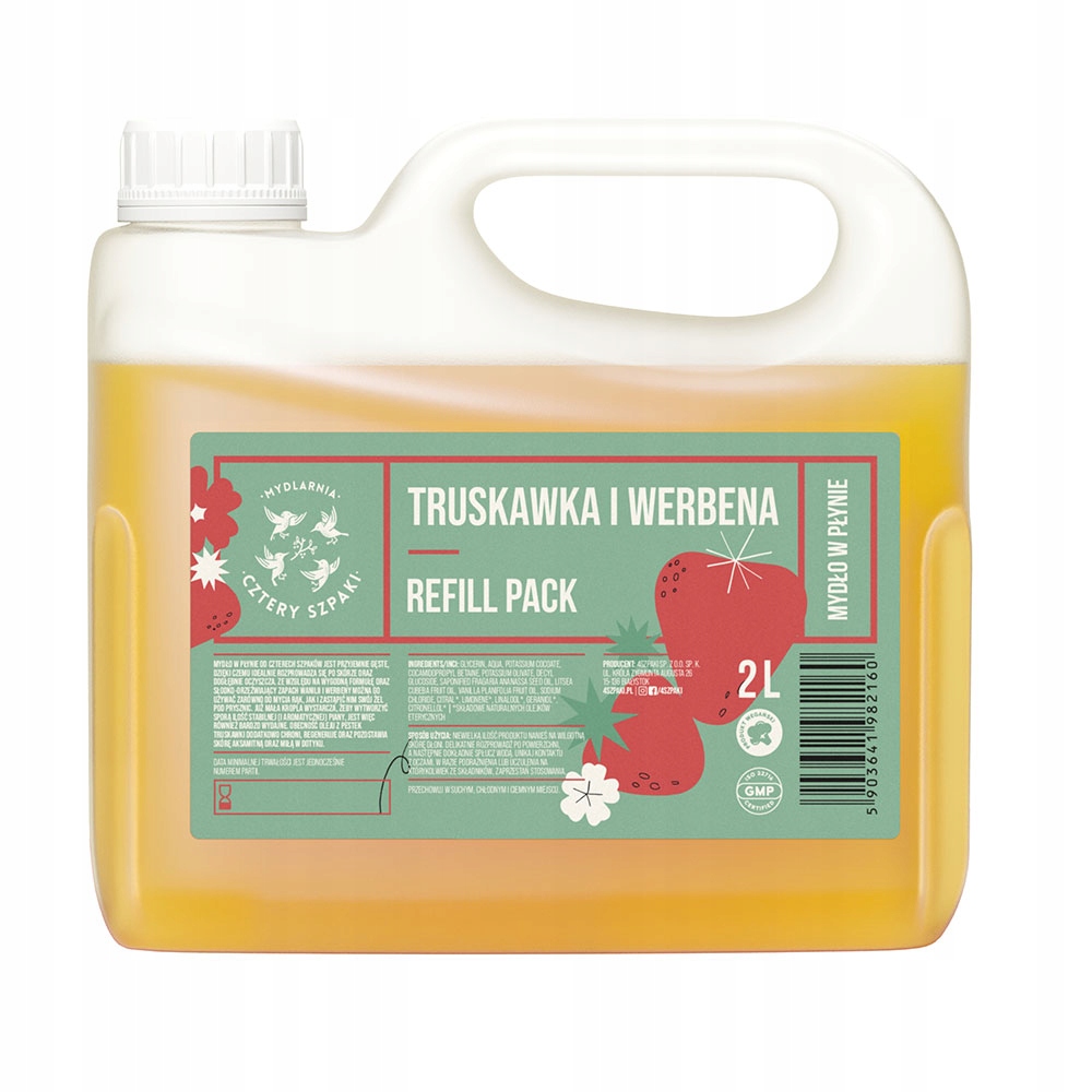 Mydło w płynie Truskawka i Werbena refill Cztery Szpaki 2000 ml