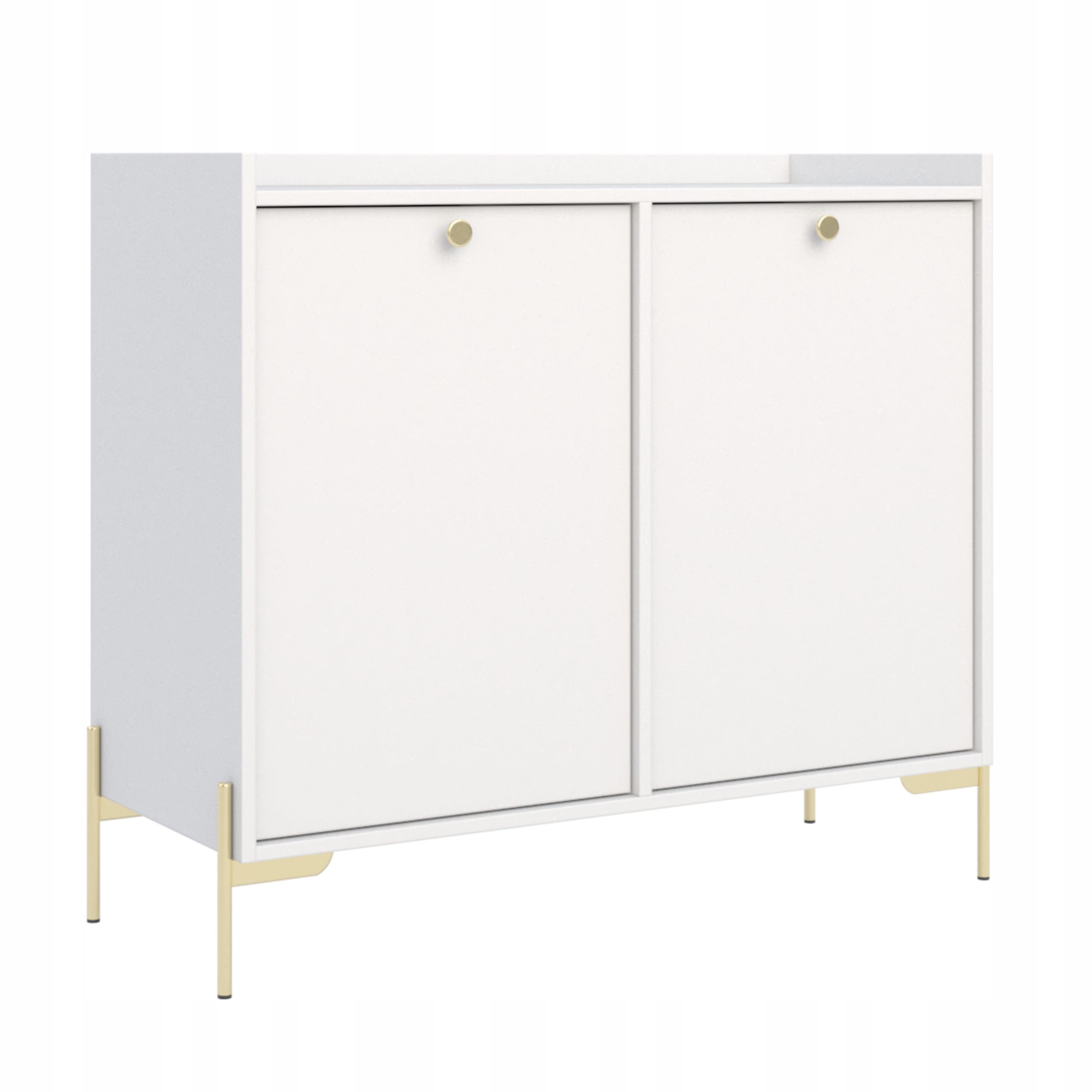 Bílá Komoda Do Obývacího Pokoje Na Zlatých Nožkách Moderní 100 cm Solvee Lux