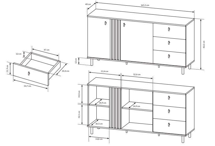 ZESTAW MEBLI 4 elementy DĄB ARTISAN / ANTRACYT Kolor mebla grafit