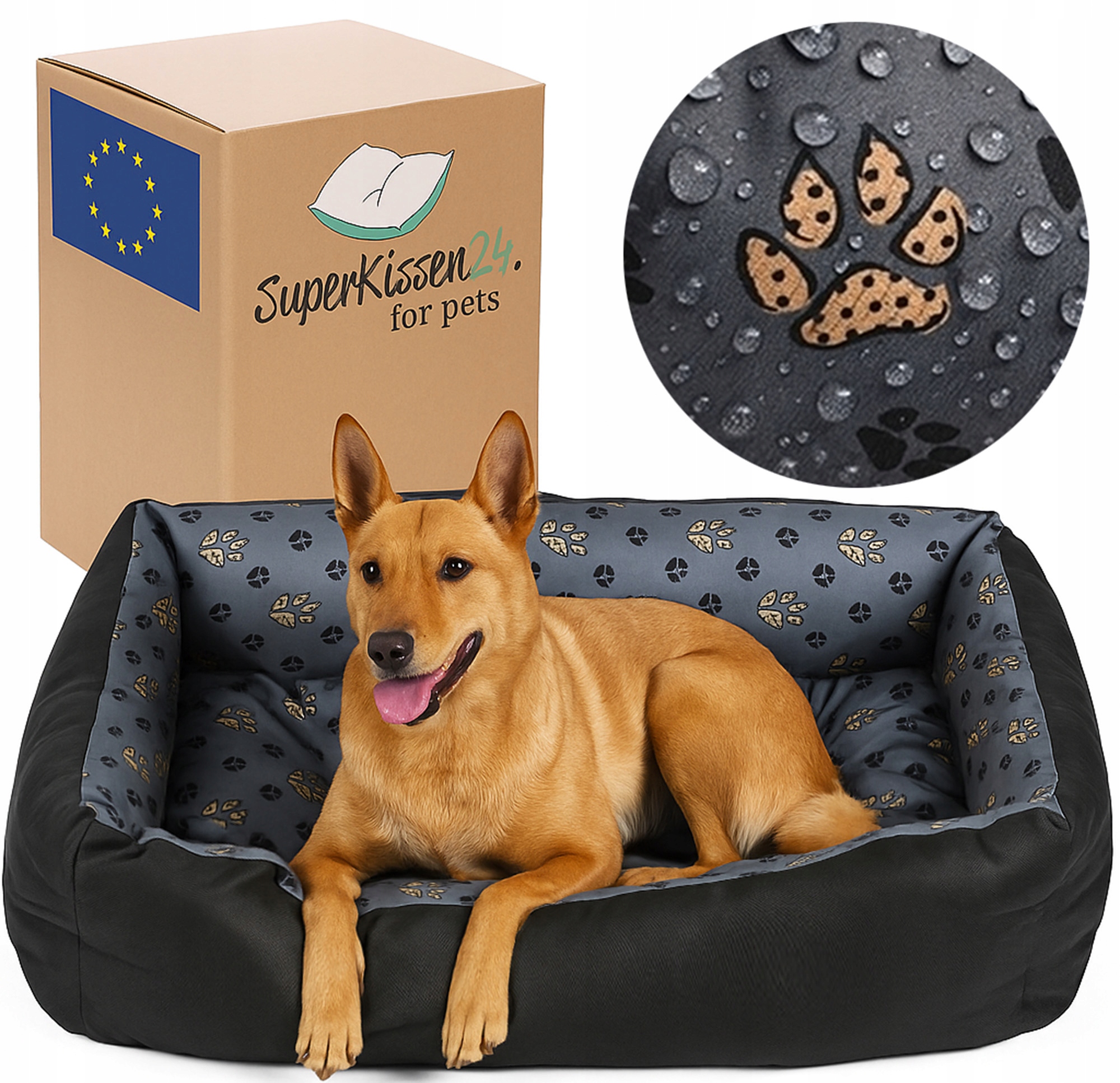 Voděodolné pelíšek pro psa, měkká pohovka, pohodlný polštář, 120 x 90 cm, tlapky