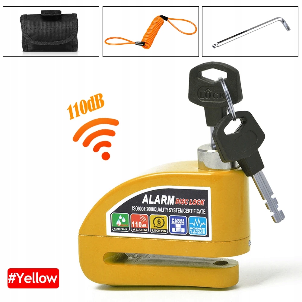 BLOKADA TARCZY HAMULCOWEJ Z ALARMEM 110 DB SKUTER MOTOCYKL QUAD ATV MOTOR