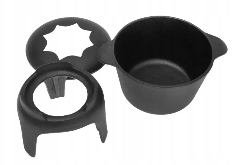 ZESTAW Żeliwny do FONDUE Garnek + 6 Widelców Palnik Marka Kinghoff