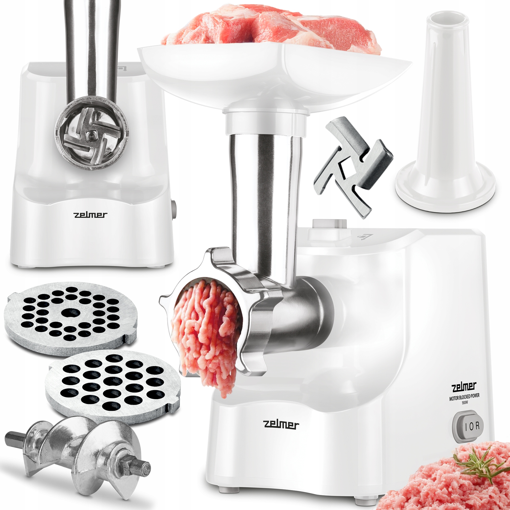 Maszynka Do Mielenia Mięsa Zelmer Elektryczna 1000W Wydajność 1,3 Kg/min