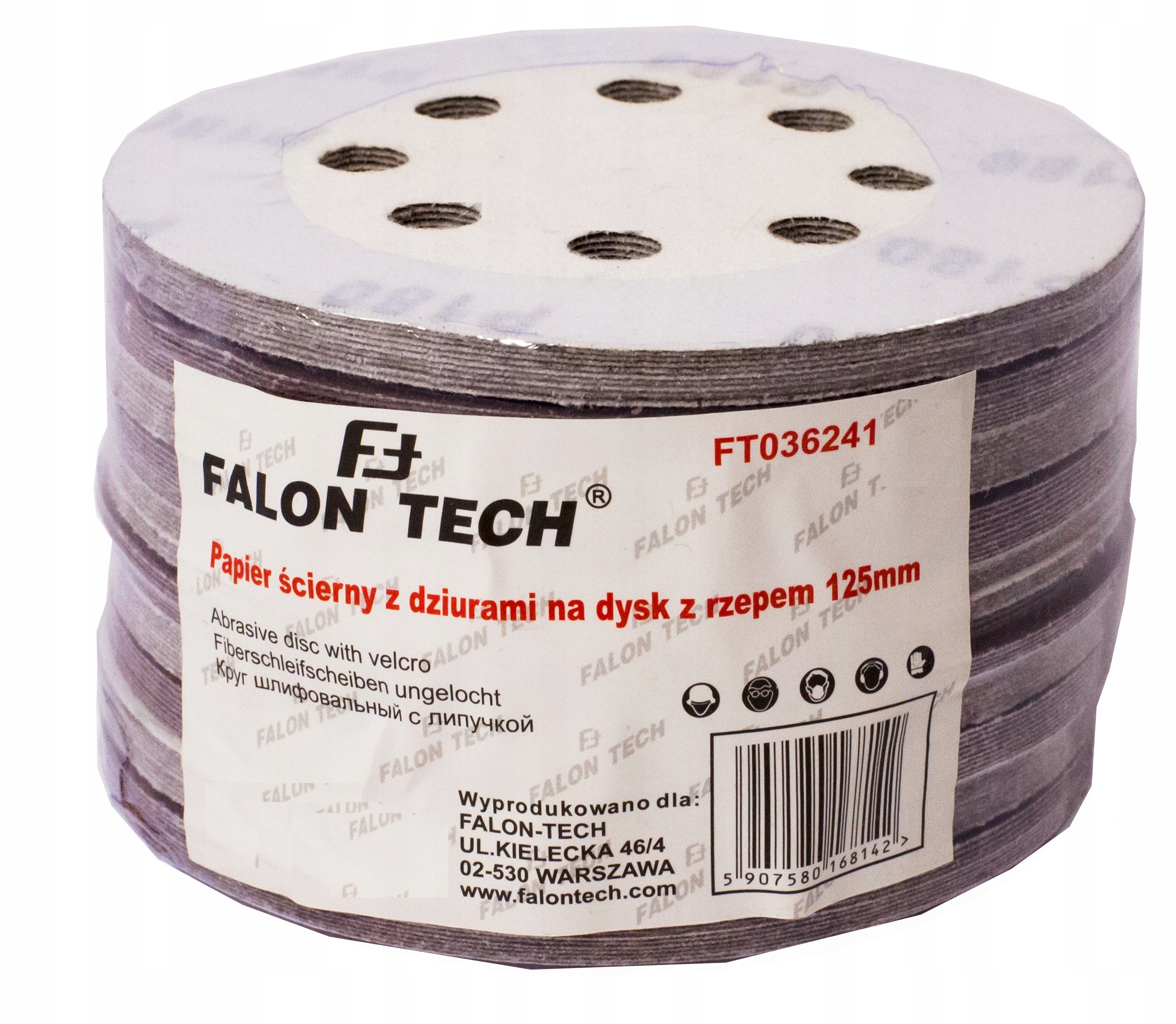 PAPIER ŚCIERNY 125MM KRAŻEK NA RZEP 10SZT GR.180 Kod producenta FT036241-180