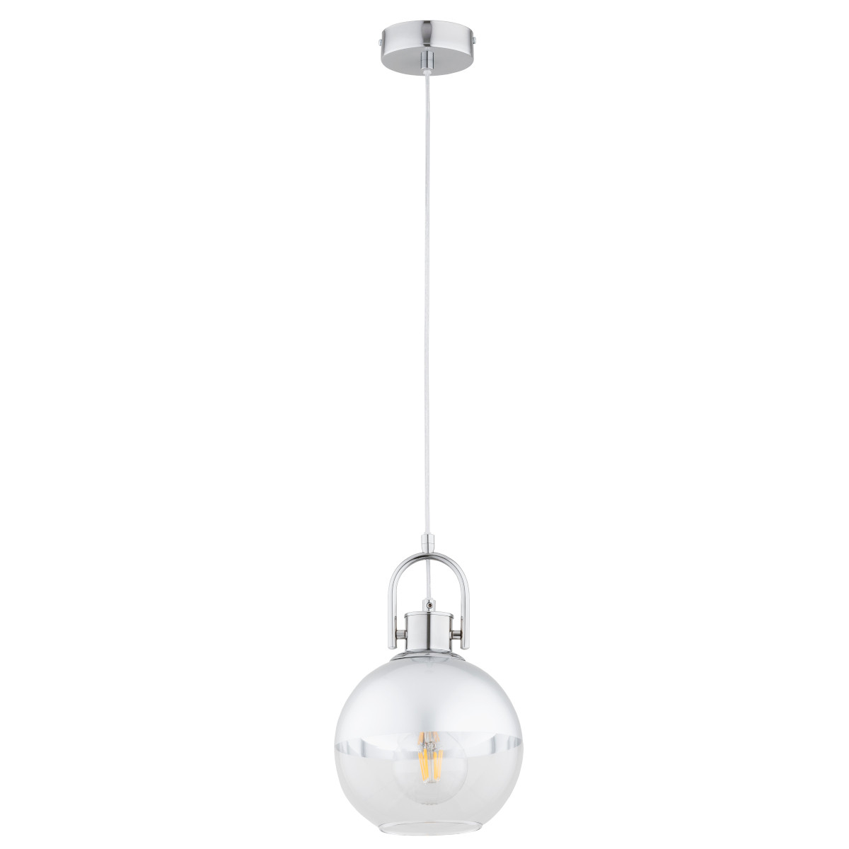 Alfa Závěsná lampa Skleněná koule Chrom 1xE27 95 cm Derol
