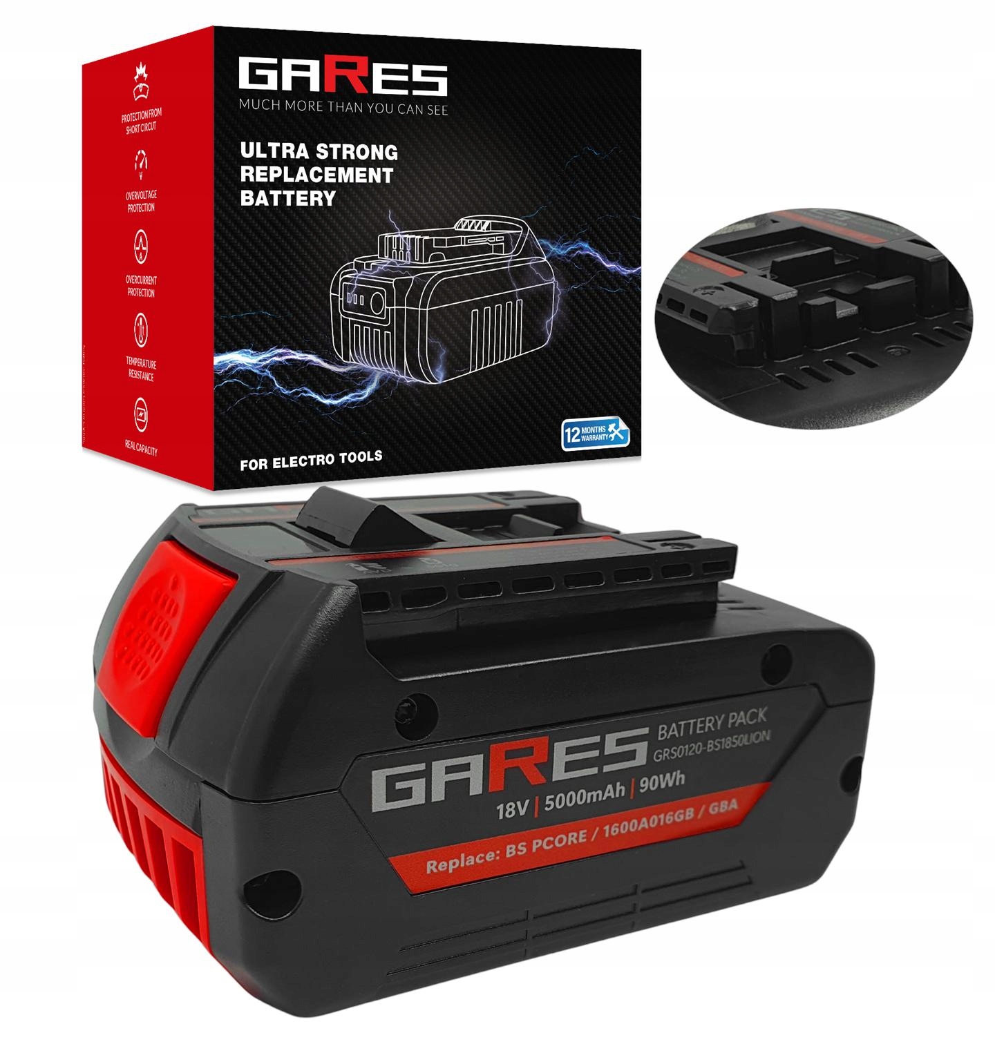Akumulátor Gares pro Bosch Gba 1600A02149 1600A002U5 Professional 18V 5Ah